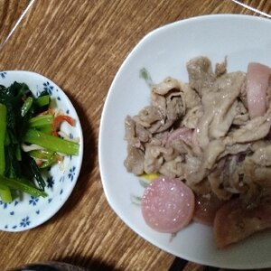 簡単おばんざい❁⃘小松菜とかにかまの煮びたし